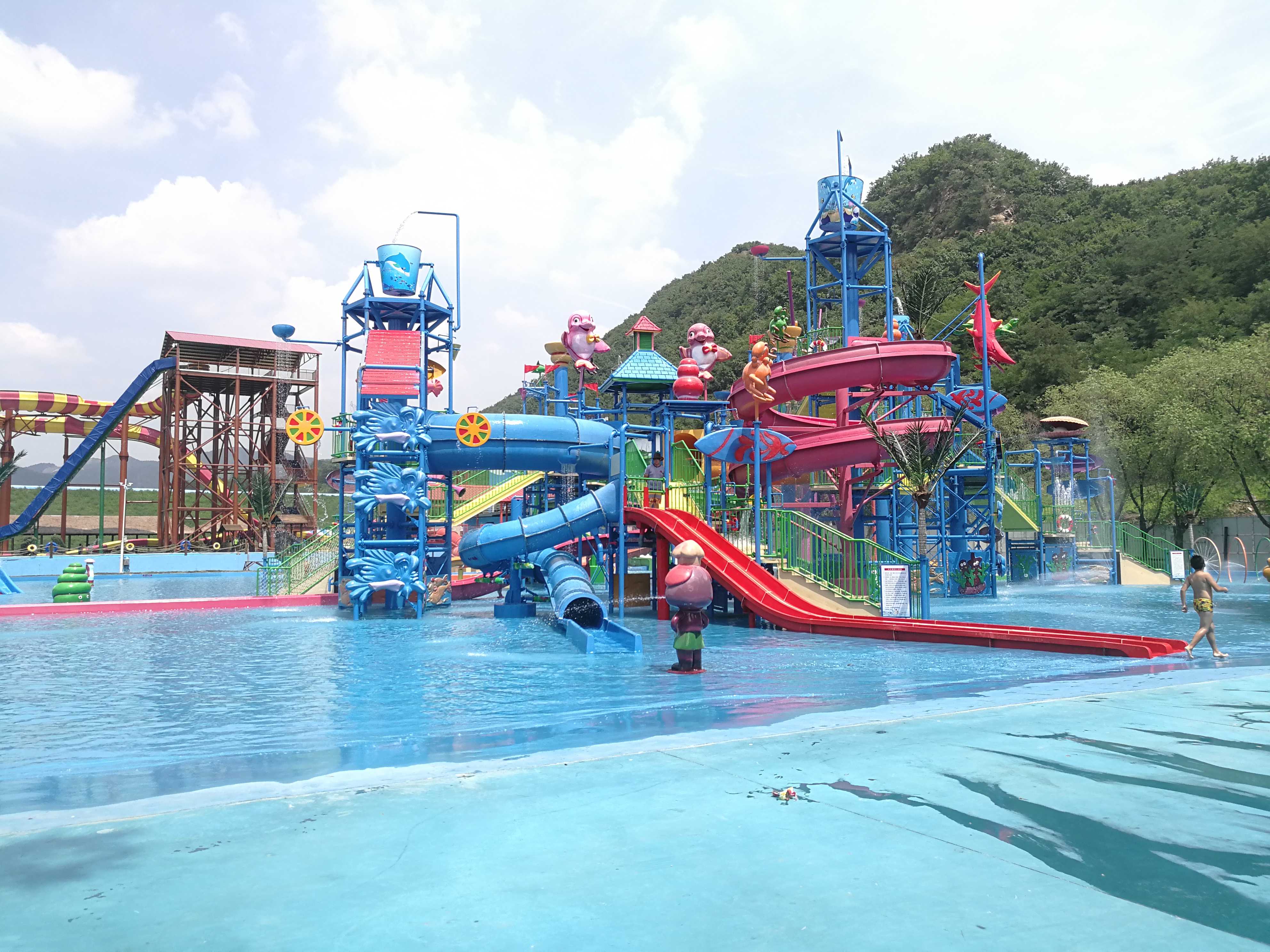 Outdoor water village slide