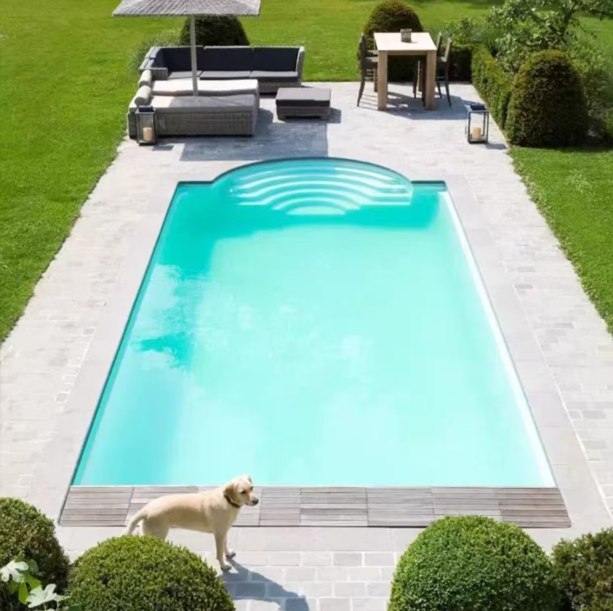 Outdoor custom fiberglass reinforced plastic swimming pool