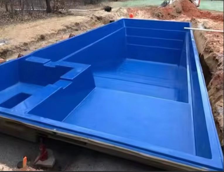 Custom-made fiberglass reinforced plastic swimming pool with