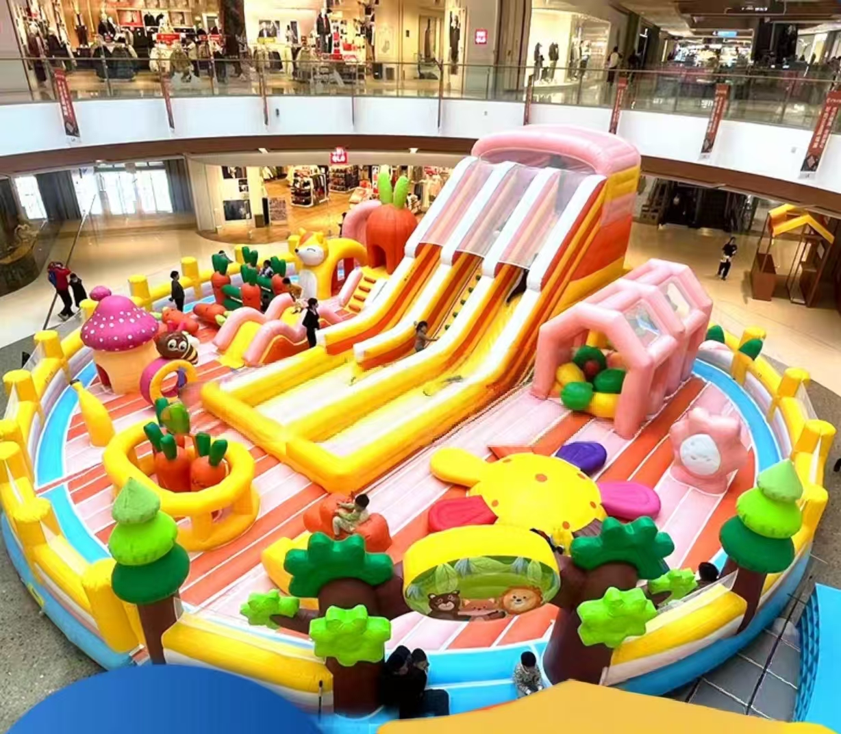 Large inflatable amusement park castle