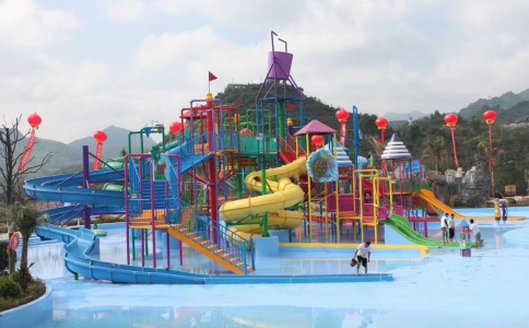 Large water village slide