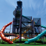 Children playing with non powered amusement equipment, these